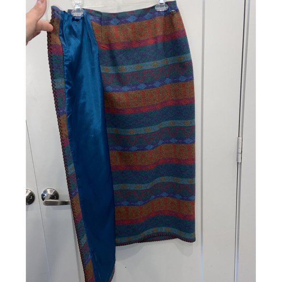 Vintage Preston & York Southwestern Aztec Navajo Blanket Wrap Blanket Skirt Sz 8 - Picture 5 of 9